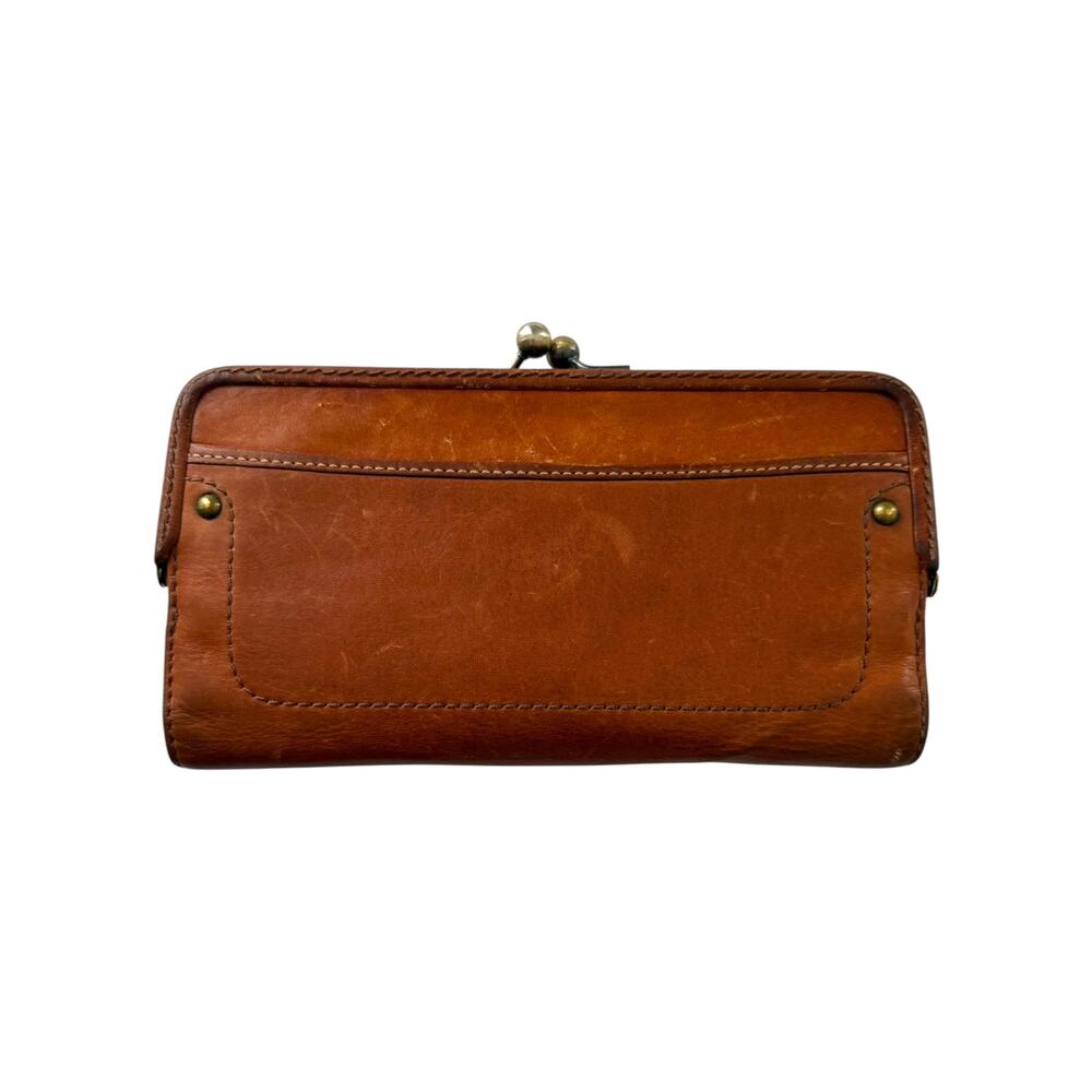 Vintage COACH Gigi Legacy Wallet Whiskey Brown Leather Turnlock Kisslock Frame - Picture 2 of 13